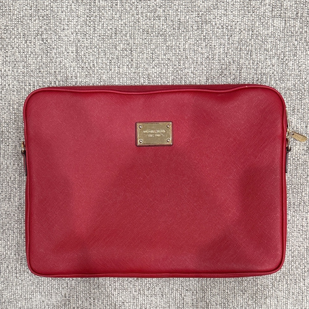 Michael Kors Crimson Laptop Case with Gold Accent